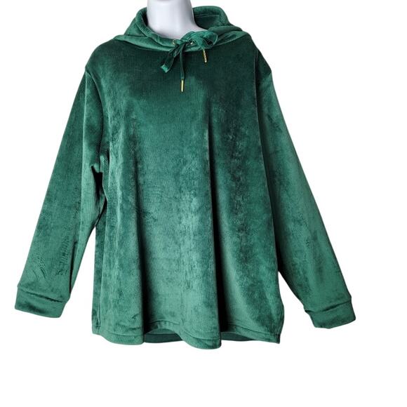 Talbots Plus Velour Pullover Green Long Sleeve Top Women’s 3X Cozy Christmas - Picture 1 of 10